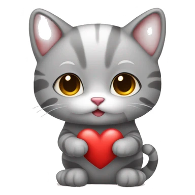 cute little cat with heart  sticker