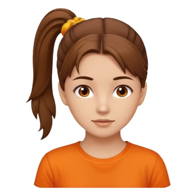 brown hair girl with ponytail and orange shirt sticker