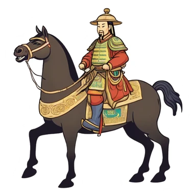 Chinese Yuan dynasty Mongolian general on horse sticker