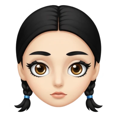 Eye black and big, eyelashes long, eyebrows black, skin white, and so beautiful hair long and black sticker