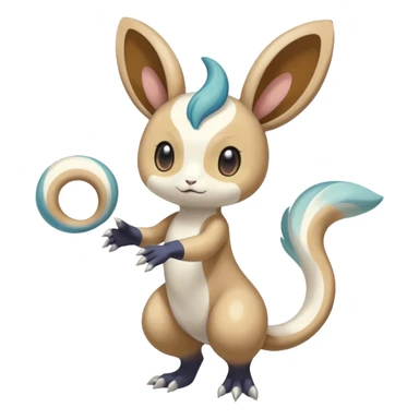 Colorful Skilled Adept Graceful Asian Painted Meloetta-Minccino-Absol-Emolga-Pachirisu-Floatzel-fusion-hybrid-creature (full body) sticker