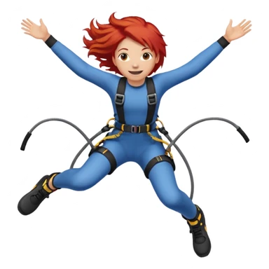 bungee jumping face only with hair flying red hair sticker