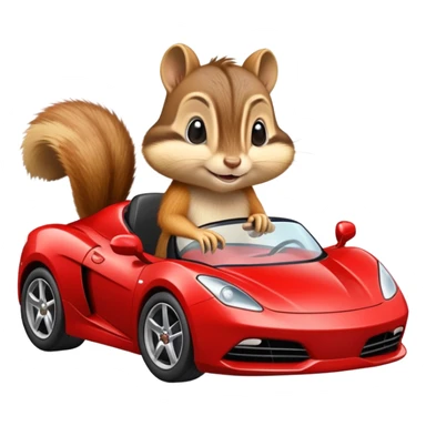Chipmunk driving a sports car sticker