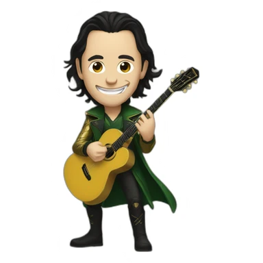 Loki playing a guitar sticker