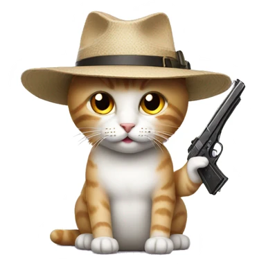 cat with a very nice hat and a gun sticker