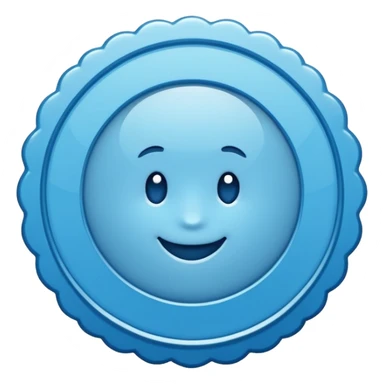 A blue scalloped circle with a verified thing sticker