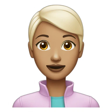 bald woman with beard and makeup sticker