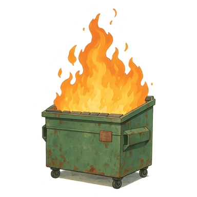 a dumpster fire sticker