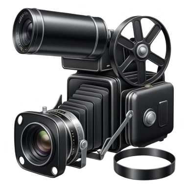 Vintage film camera with a traditional roll of 35mm film next to it sticker