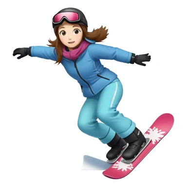 Woman with brown hair snowboarding in Japan 3d sticker