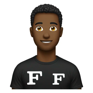 black tshirt write the letters FF sticker