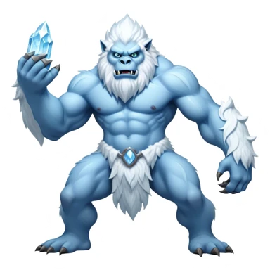 Cinematic Realistic WoW Yeti Portrait, captured in a dynamic, battle-ready stance, muscles rippling beneath dense fur of icy white and pale blue. His piercing ice-blue eyes blaze with raw power as frost clings to his form, rendered with dramatic natural lighting and high shine, exuding fierce, untamed strength in the midst of a wintry combat pose. sticker