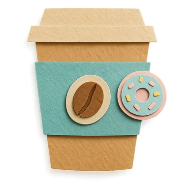 to-go coffee cup with coffee bean and donut pastel stickers sticker