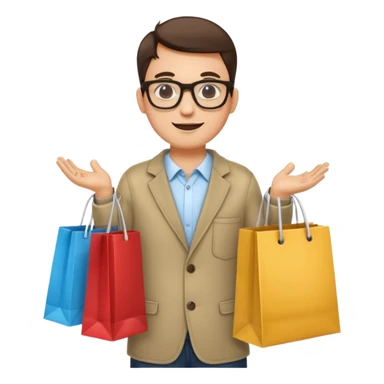 man with glasses holding shopping bags sticker