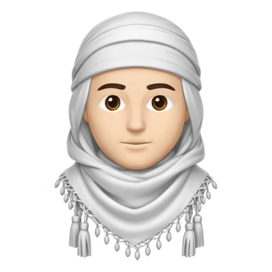 white shemagh arranged classic style visible tassels no face clean look sticker