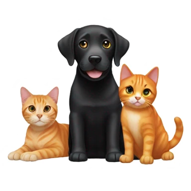 Black lab and orange tabby cat sticker