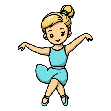 Dana Dawson with blond hair in a chignon, dancing pose sticker