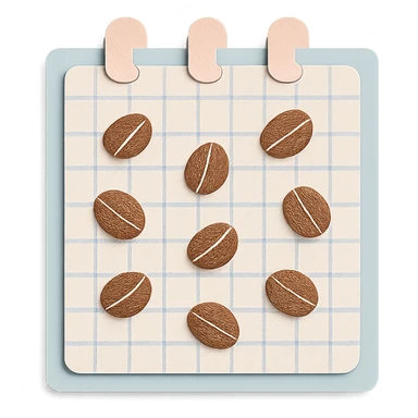 coffee bean pattern grid paper background for journaling, soft pastel style, transparent background sticker