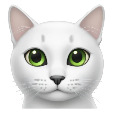 White cat with black ears, black over right eye and green eyes sticker