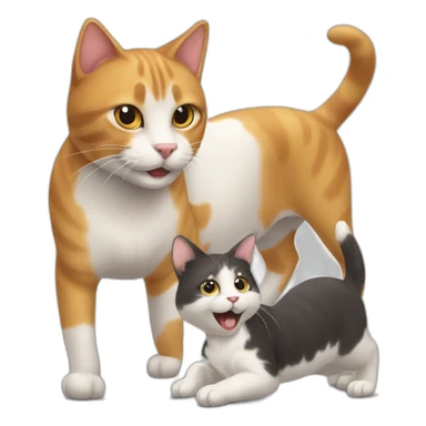 a cat playing with a dog sticker