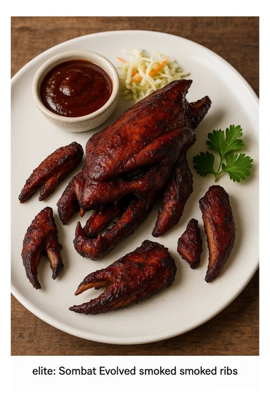 an elite from "Halo: Combat Evolved" except it's cooked and plated as succulent smoked ribs sticker