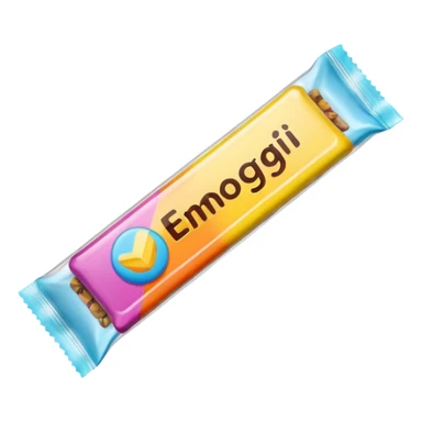 Create an emoji of an energy bar that you can eat, with plastic packaging. sticker