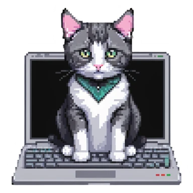 cat sitting on laptop computer keyboard sticker