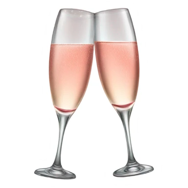 two clinking champagne glasses with sparkling rose sticker