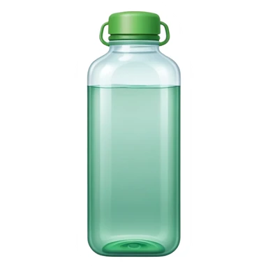 squared size water bottle in green color, make sure the width and height if image must be equal in size, no need to add face, no emoji,  sticker