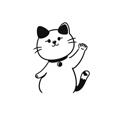 White and black Chinese lucky cat, cute  sticker