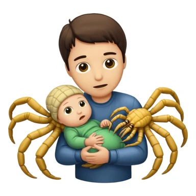 man with Baby Facehugger sticker
