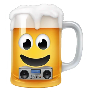 Beer mug with sound system and stage sticker