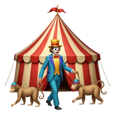 A person waking away from a circus big top with monkeys  sticker