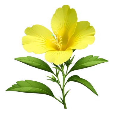 evening primrose flower with green leaves sticker