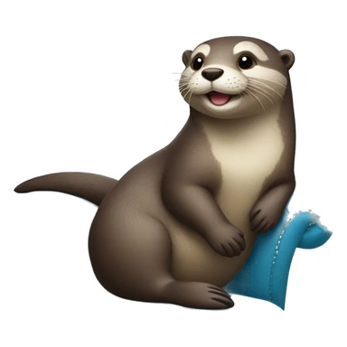 happy otter chilling on a blue couch sticker