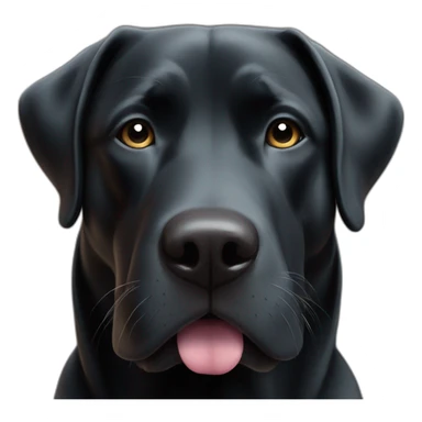 Black lab triangular chubby face small black eyes small tongue white mustache sticker