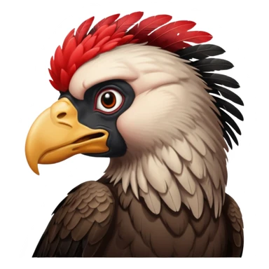 mature vulture with black and red feathers looking straight ahead. sticker