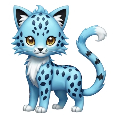 Icy Elemental Pawny Cute Innocent Liepard-Amaura-Litten-Sprigatito-Pokémon-fusion-creature (full body) sticker