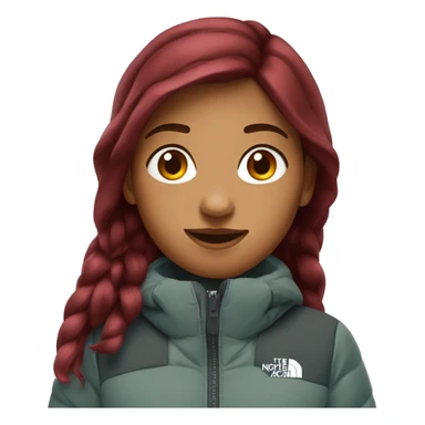burgundy haired Girl wearing long northface  sticker