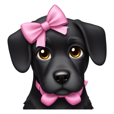 A Black dog with pink bows sticker
