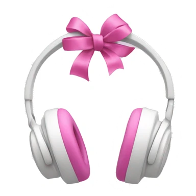 White headphones with pink bow sticker
