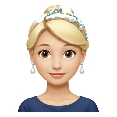 Blonde Women with Bun, Elegant Lady – blonde hair in neat low bun, pearl earrings, gentle smile.
 sticker