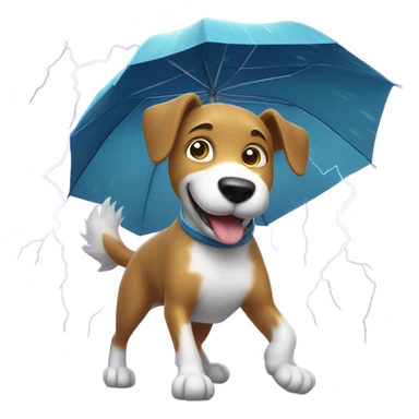 Make an emoji that the dog is dancing in the storm sticker