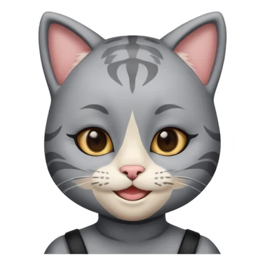 little kid with cat face paint and grey cat suit sticker