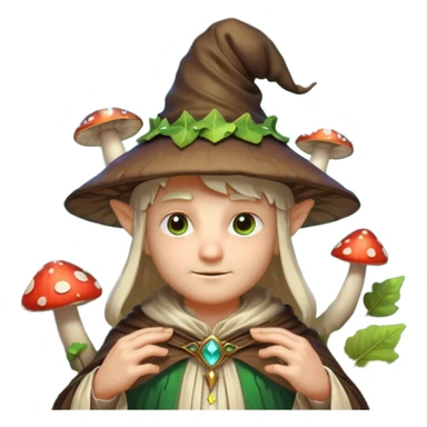 mushroom wizard portrait, head and shoulders only, glowing spores, leafy cloak collar, magical eyes, cute fantasy style, 3D cartoon, mobile game icon style, clean background, no text, no watermark

 sticker