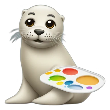 Seal with painter palette sticker