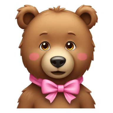 light brown bear with pretty pink bow around neck sticker