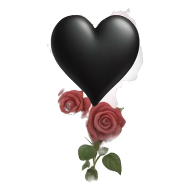 black heart with roses sticker