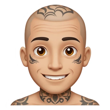 man with small face tattoos, cheerful expression sticker