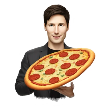 Pavel Durov holding a pizza sticker